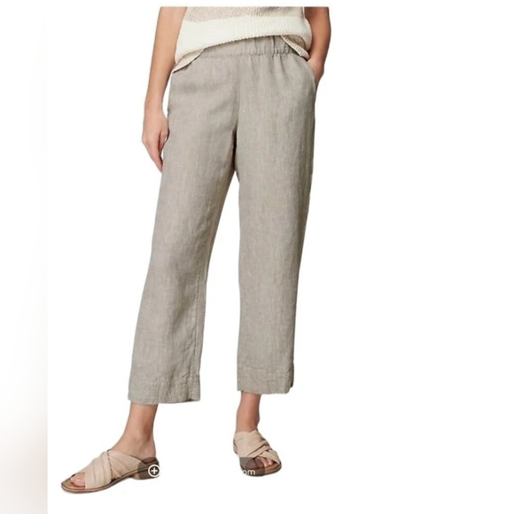 J Jill Pure Linen Trapunto-Stitched Pants Women Size L Tall - Picture 1 of 7